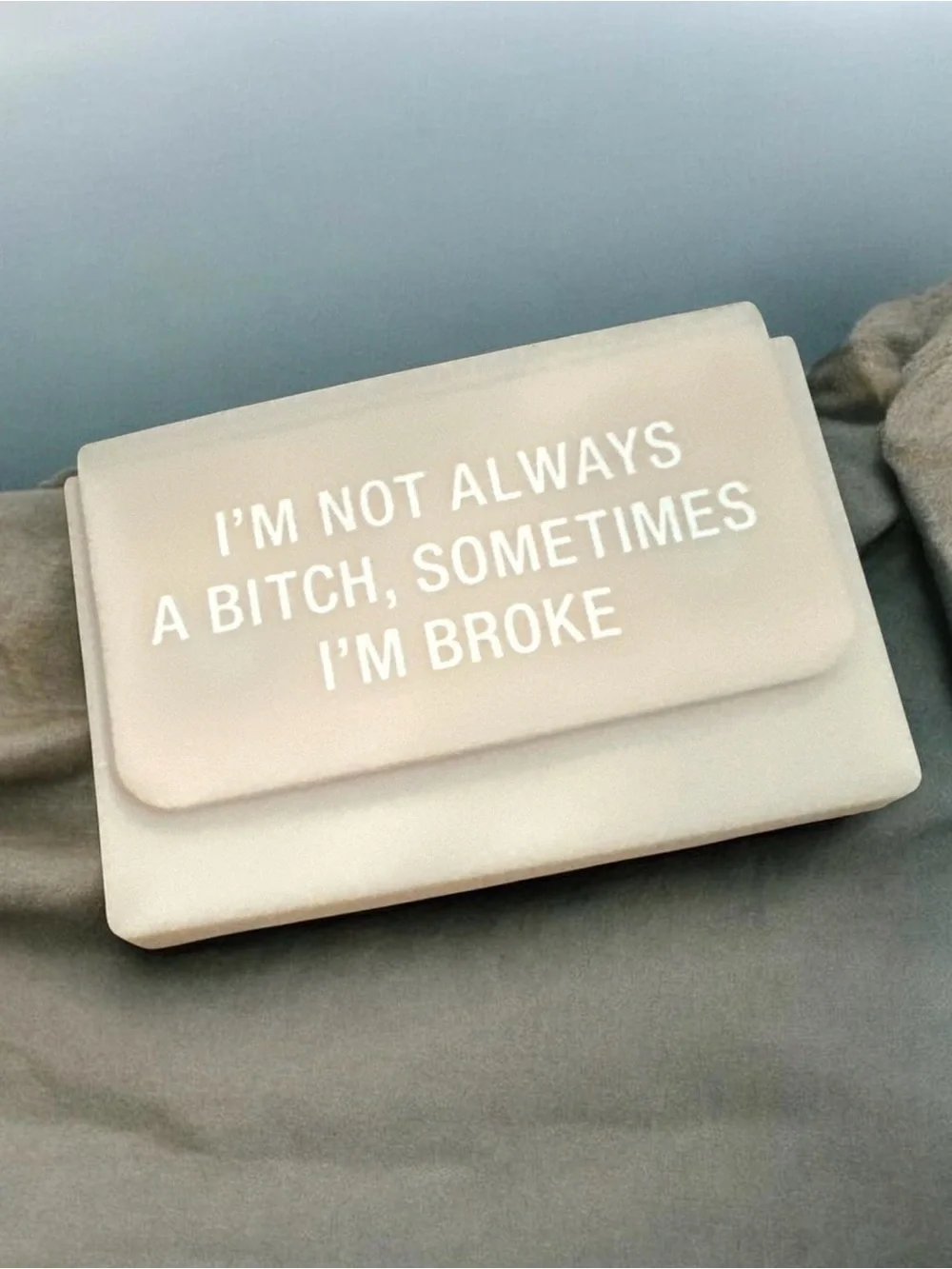 Pink Statement Card Case with Printed Slogan 1202